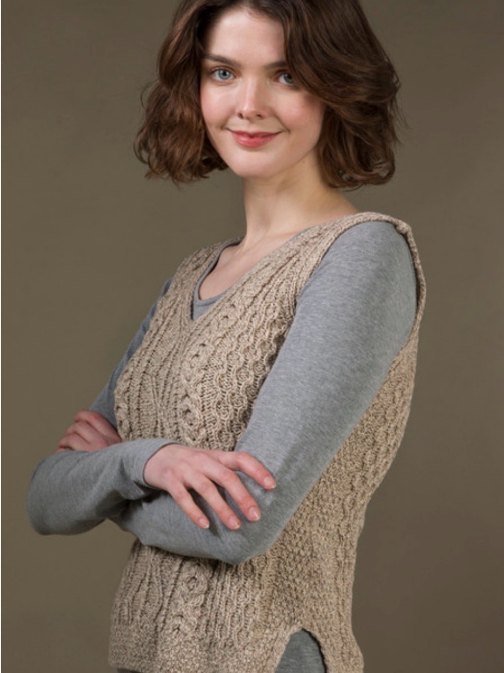 Aran Sweater Market Wicker Women's V-Neck Wool Slipover Size XS - Picture 2 of 9